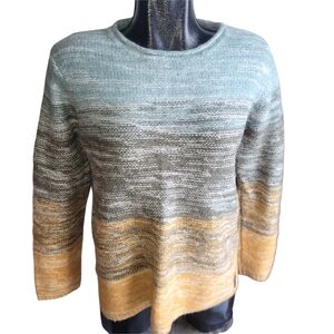 Roots Women's Multicolor Ombre Striped Wool Blend Knit Sweater XL